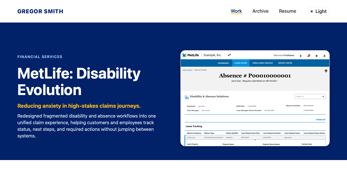 MetLife Disability Evolution | Gregor Smith