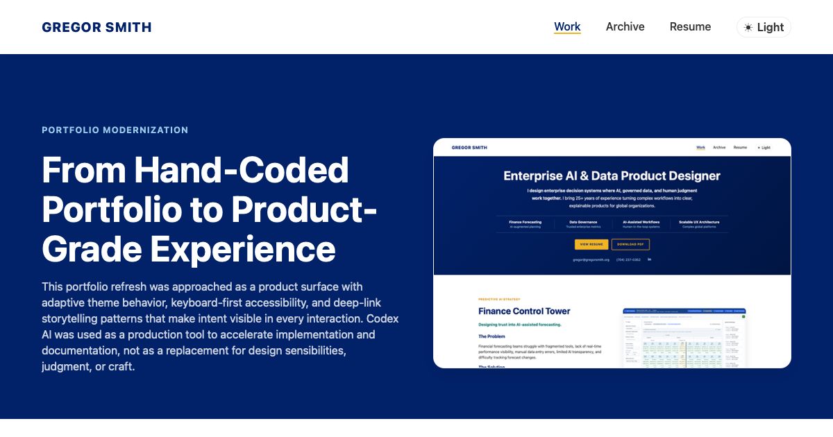 Portfolio Refresh Portfolio Refresh | Gregor Smith